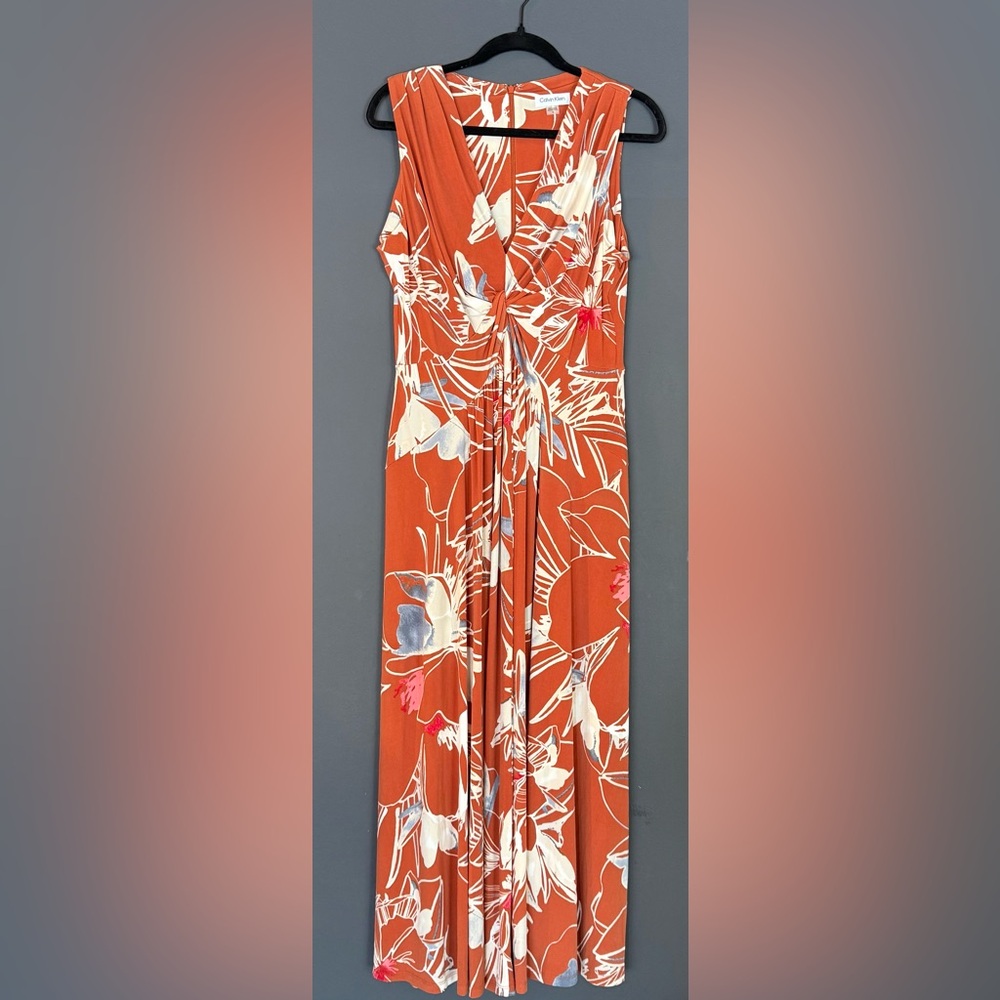 Calvin Klein Orange Floral Dress